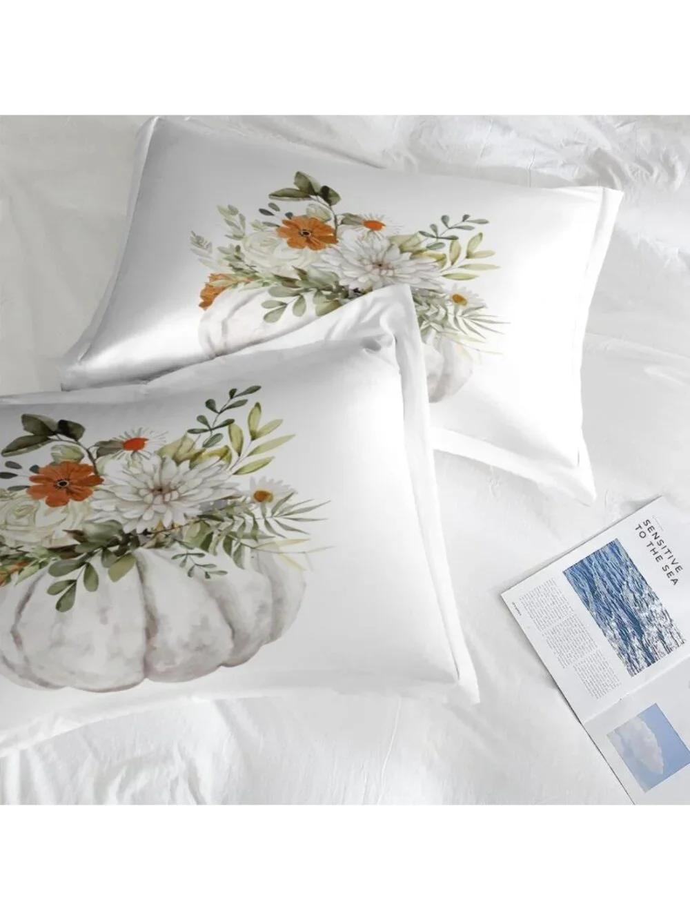 Cozy Queen Fall Comforter Set - 3 Piece Rustic Pumpkin Bedding for Autumn Decor